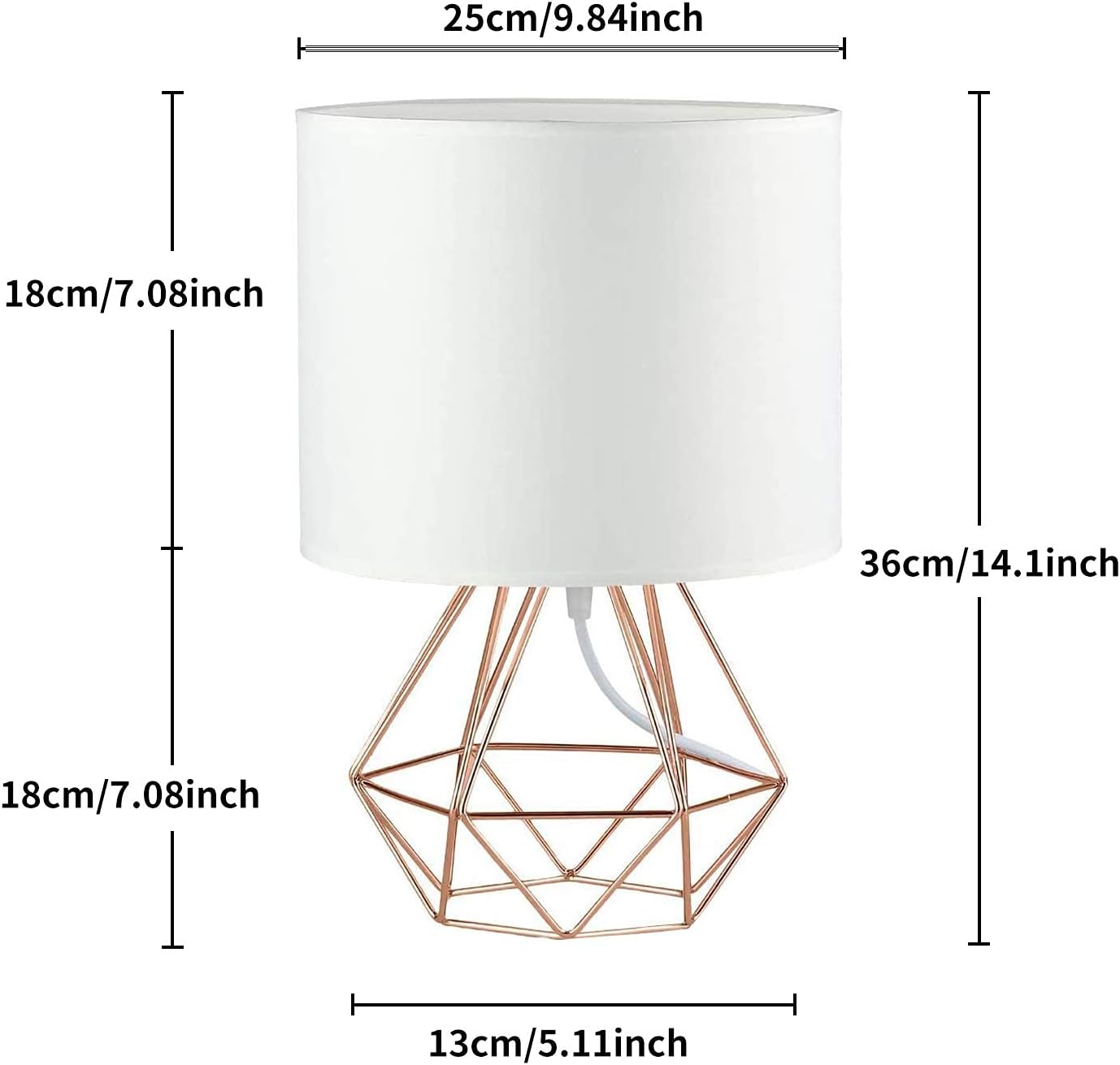 FRIDEKO HOME Modern Geometric Table Lamp -Small Lamp for Kids Room - Gold Metal Wire Table Lamp - Cute Lamps Bedside Nightstand Table Rose Gold Desk Lamps for Girls Bedrooms (9.8 inches)