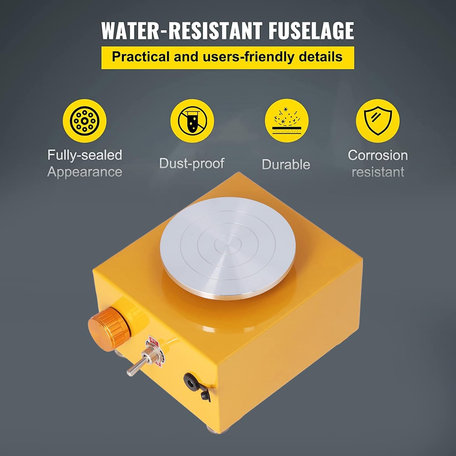 Mini Pottery Wheel Machine, Rustproof Turntable Small Miniature Mini Pottery Wheel Sculpting Wheel Basin Style Design for School Teaching US Plug