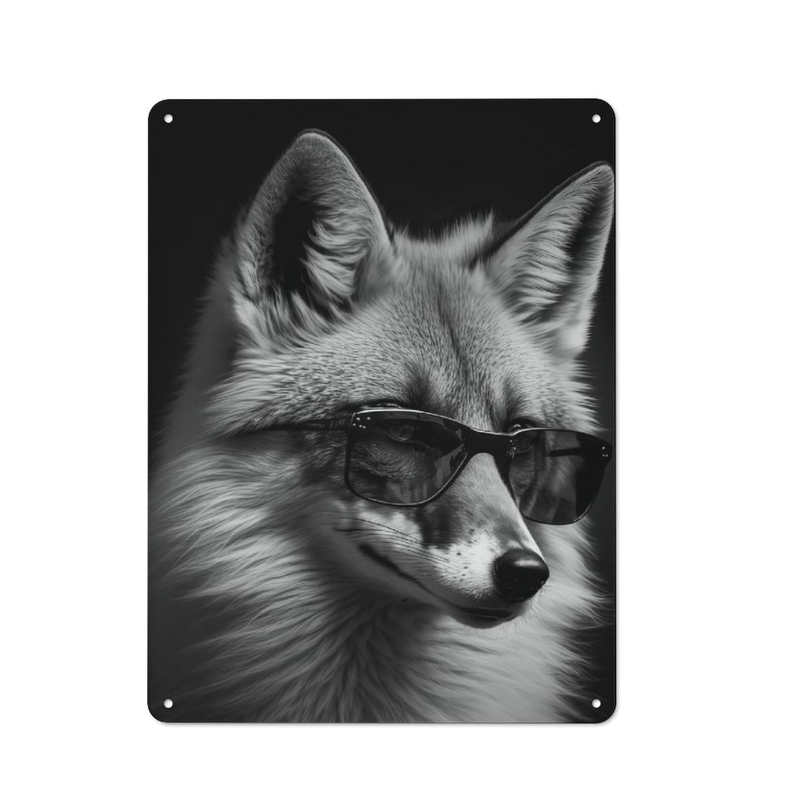 Junmoney Style-6 Portrait Of A Red Fox Vintage Tin Sign 40X30cm For Café Or Restaurant, Suited To Café Owners And Decorators