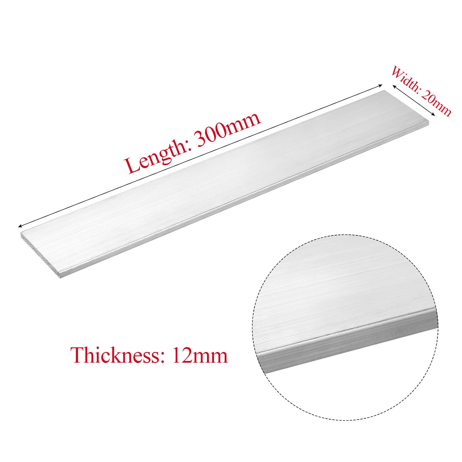 Länge Vierkant-Aluminium Ba 6061 Vierkant-Aluminiumlegierungsstange Dicke 12 mm Breite 20–35 mm, Länge 300 mm geeignet ，Vierkantsägeblätter(12x20x300mm)