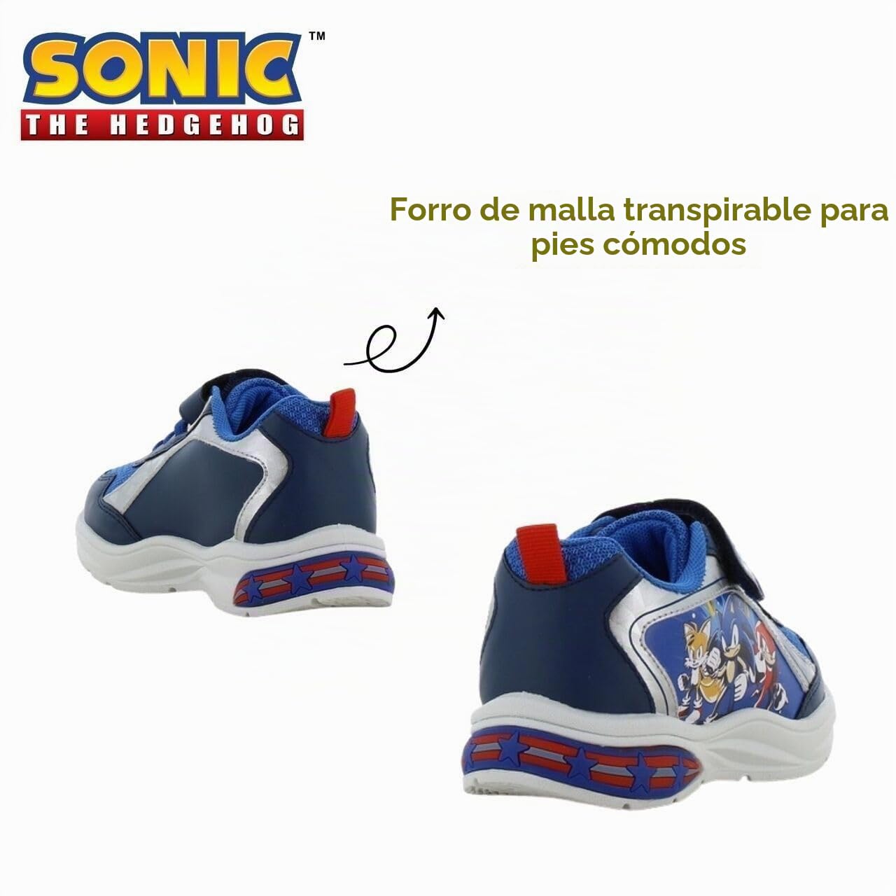 Leomil Sonic Zapatos Zapatos con Luces niños niño, Ideal para la Escuela y el Tiempo Libre