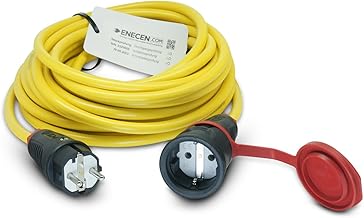 ENECEN 1001125 - Cable alargador (230 V/16 A, IP44, PVC, K35 AT-N07V3V3-F, 3 x 1,5 mm², con Goma, ST/KU BD, 25 m), Color Amarillo