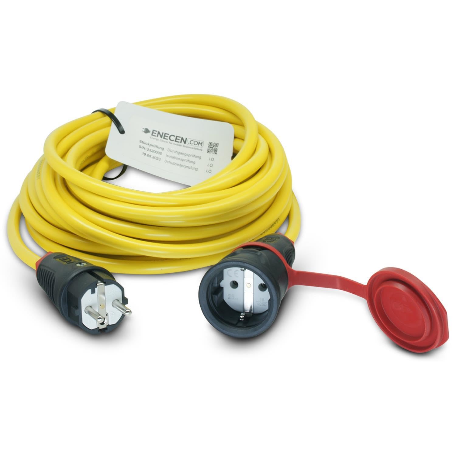 Verlängerungskabel 230V/16A IP44 PVC K35 AT-N07V3V3-F 3x1,5 mm² gelb mit Gummi ST/KU BD 25m