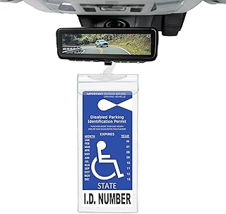 障害者用駐車許可証ホルダー | 透明 障害者用パーキングパーミット保護カバー - 保護カバー バックミラー対応 車載用アクセサリー