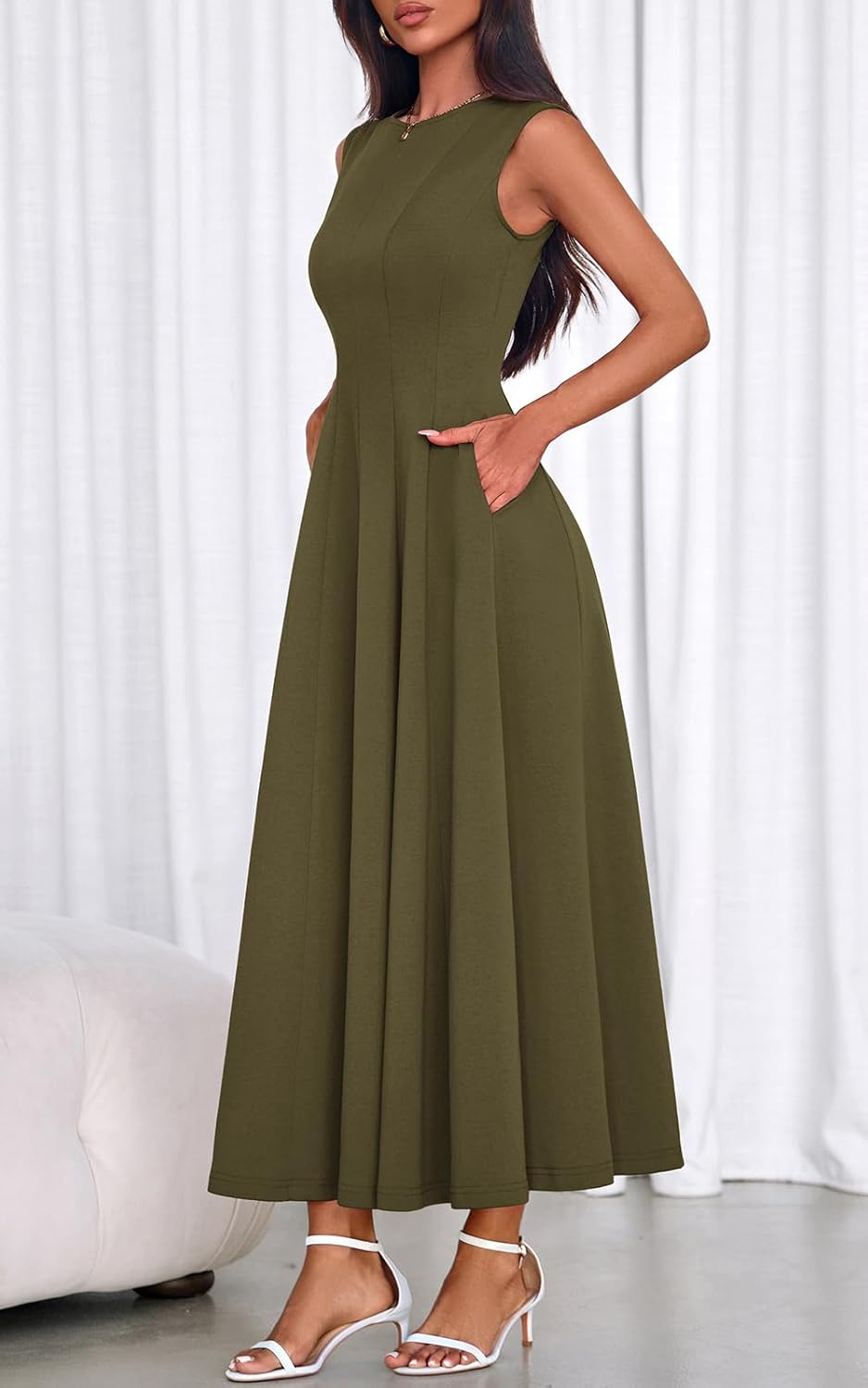 PRETTYGARDEN Sleeveless Crewneck Spring Maxi Dresses for Women 2026 Elegant Classy Semi Formal A Line Modest Party Dress - Image 4