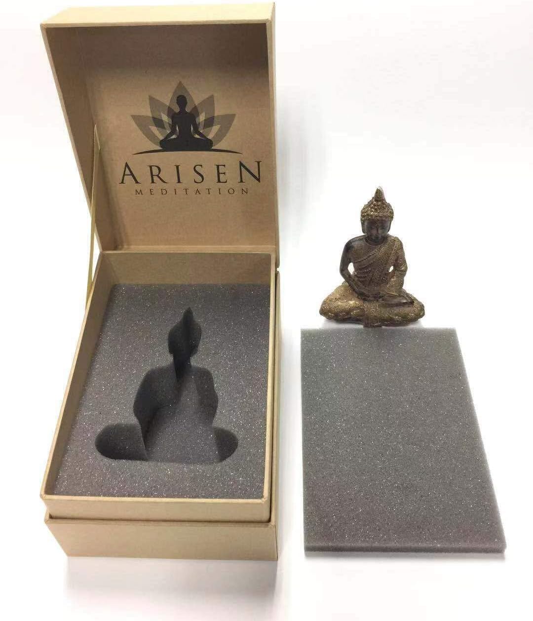 Thai Meditation Buddha Statue Small 4 Inch | Premium in Gift Box. Rustic Bronze-Look Buddha Statues for Meditation Gift