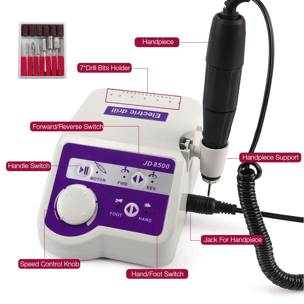 Electric Nail Drill Machine JD8500 65W 35000RPM Manicure Tool Pedicure Polisher Nails Art Equipment