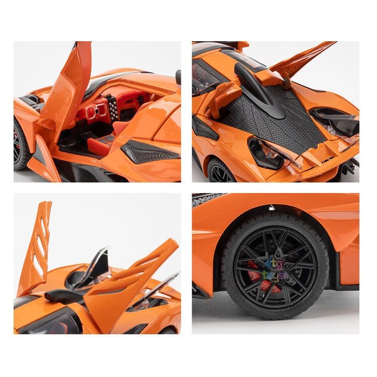 Image of 1:24 Big Size Apollo EVO Scale Model Car - Exclusive Alloy Metal Pull Back Die Cast Car Toy with Openable Doors, Light & Music - Best Gifts for Kids【Colors as Per Stock】