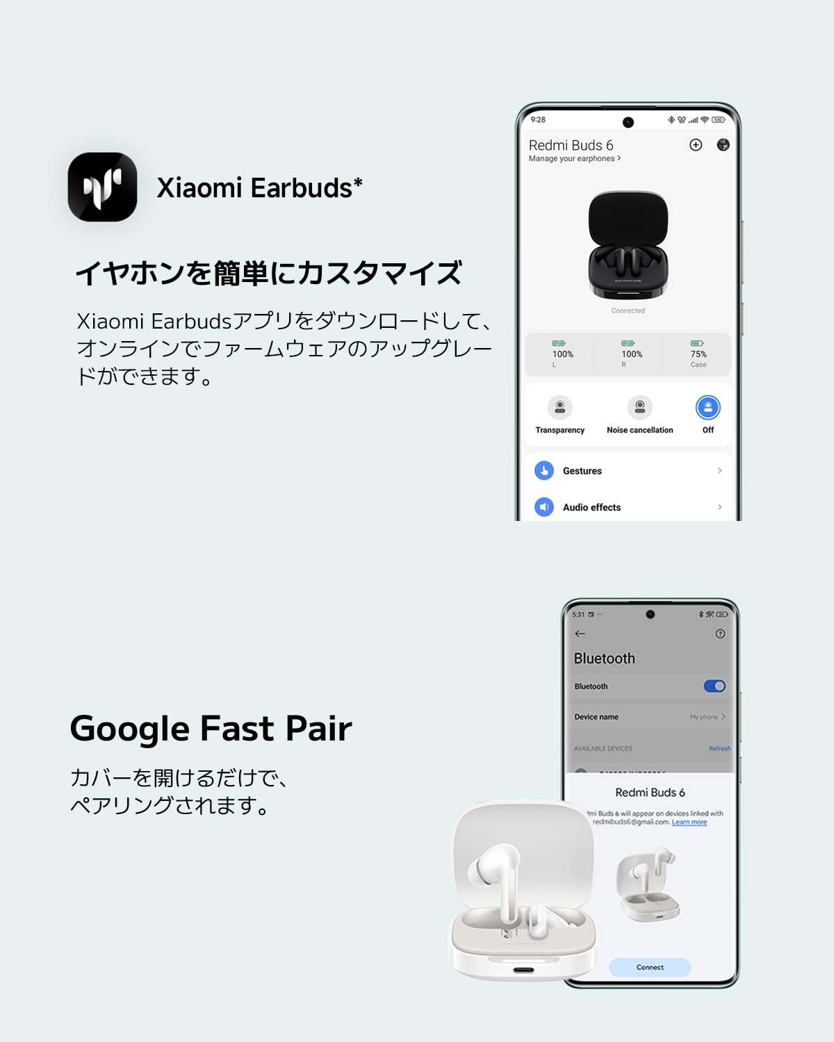 Amazon.co.jp: シャオミ(Xiaomi) ワイヤレスイヤホン Redmi Buds 6 薄