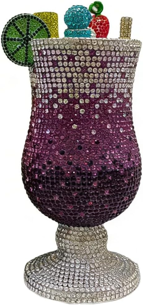 Women Luxury Martini Crystal Evening Bag Diamond Cup Clutch Goblet Rhinestone Bridal Handbag Wedding Party Purse