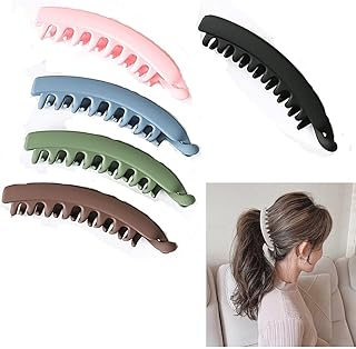 Banana Hair Clip for Women Girls Large Banana Clips Hair for Thick Fine Hair Non Slip Banana Barrett Hair Banana Clips for Women Curly Thick Fish Hair Accessories 5 Pcs