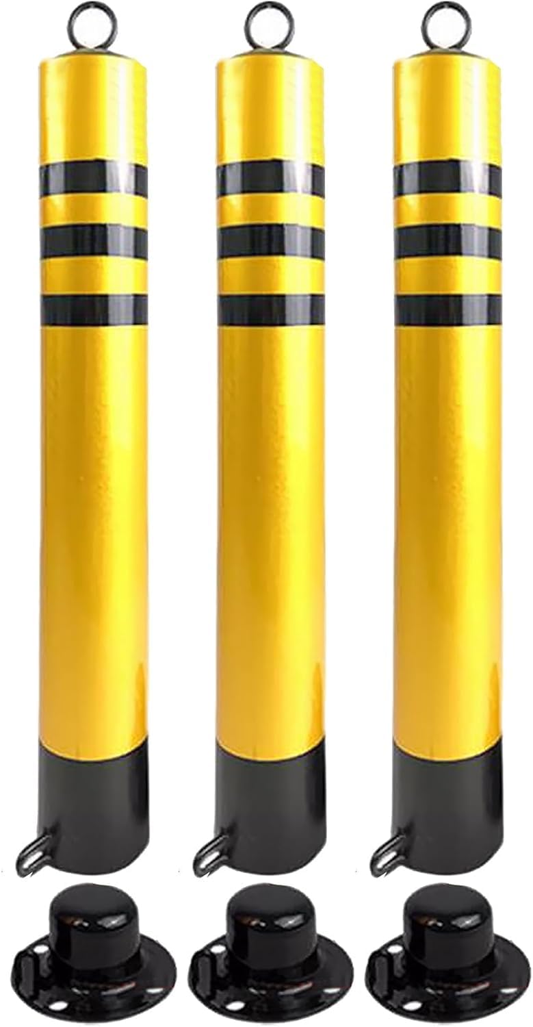Traffic Delineator Post Delineator Safety Cone Post Commercial Parking Bollard Lockable, Driveway Sidewalk Traffic Delineator Post Reflective Nightly, Schools/Hospitals/P-3 Pack-65cm/25.6in Tall