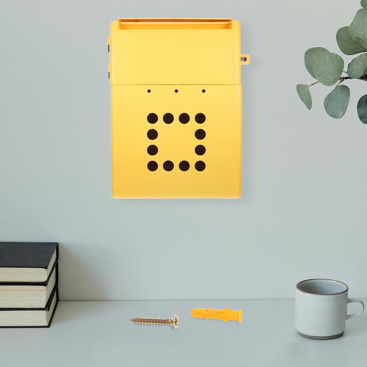 Veemoon Wall-Mount Mailbox with Lock, Hanging Plastic Office Mailbox and Voting Storage Box, Letter Post Container for Home and Office Use