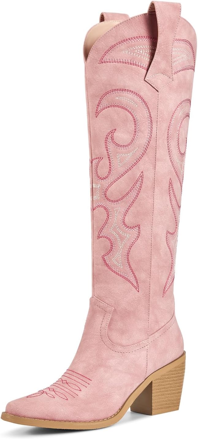 wetkiss Cowboy Boots for Women Knee High, Cowgirl Boots Women - Zipper Convenience, Comfort Fashion Tall Western Boots for Weddings, Holidays, Parties & Casual Wear