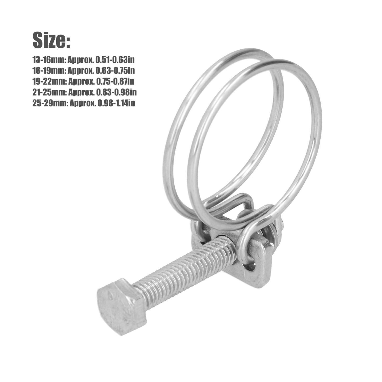 Abrazadera de manguera de doble línea Ajustable de la abrazadera de la corrosión anti de las abrazaderas de manguera del alambre del doble del acero inoxidable 201(13-16mm)