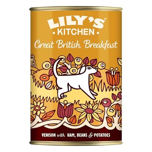 Lily's Kitchen Elaborado con Ingredientes Naturales Lata de alimento húmedo para Perros Adultos Ciervo con Jamón, Alubias y Patatas 6 x 400g