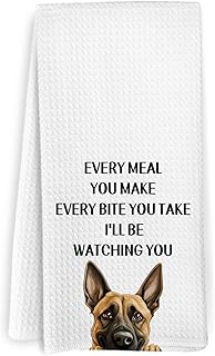 Funny Belgian Malinois Dog Kitchen Towels, Belgian Malinois Owner Gifts for Women Men, Every Meal You Make Every Bite You Take Dogs Dish Hand Tea Towel for Bathroom Kitchen Decor, 16x24 Inch