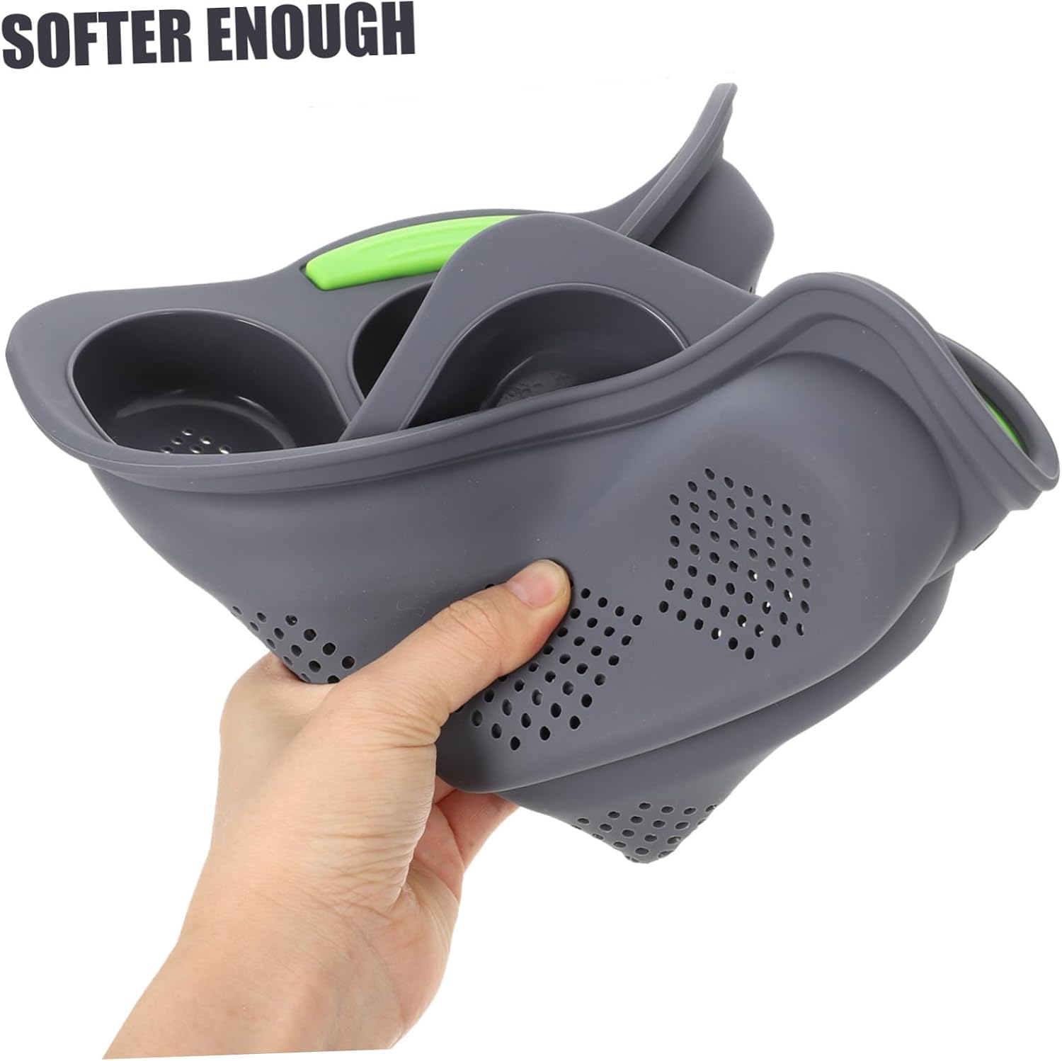 COLLBATH Multi-function Silicone Baguette Pan Perforated Bread Mold with Handle for Home Professional Baking for Whole and French Bread Deep Gray Green Design