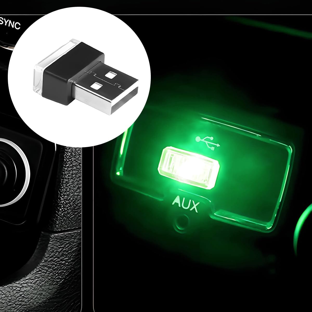 4 Pack 5 V 0.2 W USB Interior Ambient Lights, Green