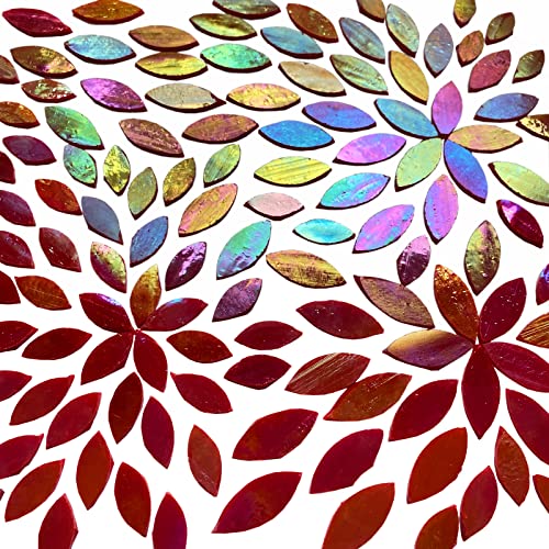 Pétalos de flores de cristal Tiffany en color rojo para mosaicos artísticos 3