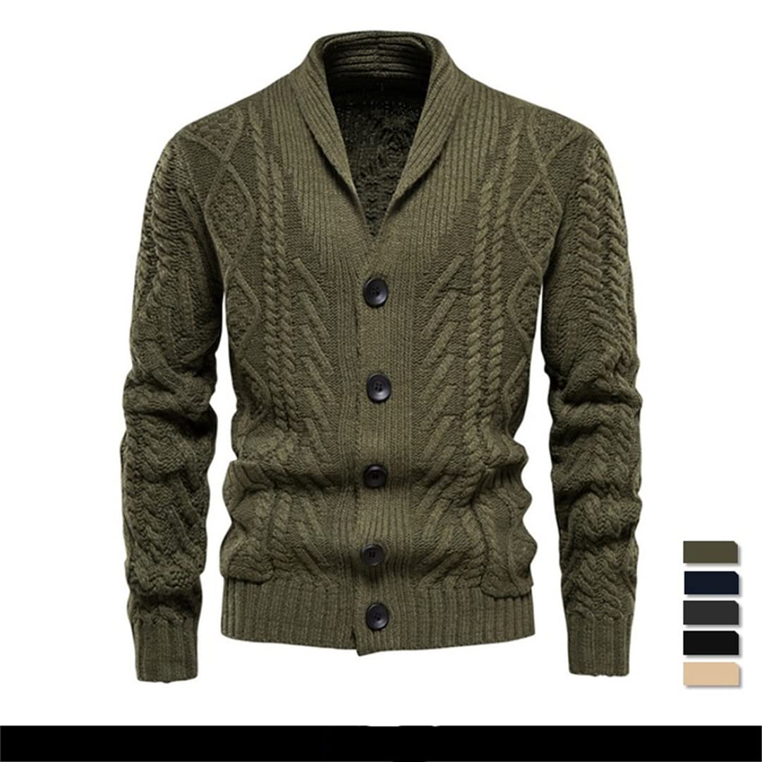 Vogrtcc Sudaderas de los hombres de punto suéter de color sólido casual suéter de moda de invierno de un solo pecho