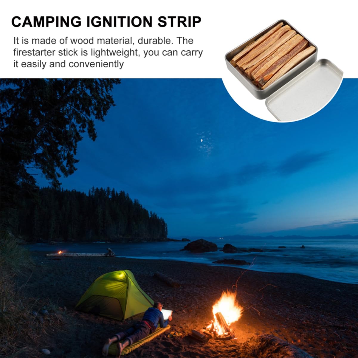VILLCASE Lamelles de Bois Allume-Feu Naturels pour Camping et Randonnée, Kit Léger et Facile à Transporter, Outil Essentiel pour Feu en Plein Air