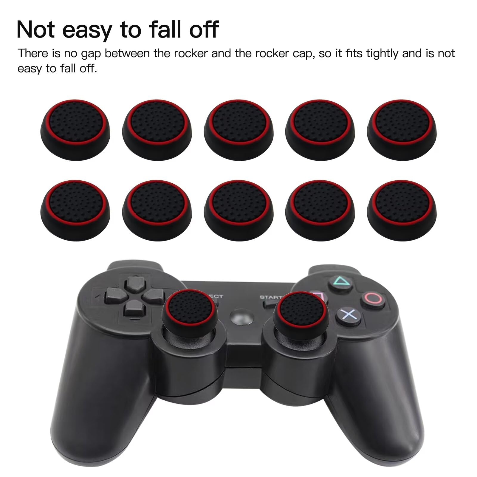 Superior 10Pcs Analog Controller Thumb Stick Grip Thumbstick Cap Cover Compatible for Sony PlayStation 4 PS4/PS3/PS2 Controller Xbox one/Xbox 360 - Black Background with Red Circle