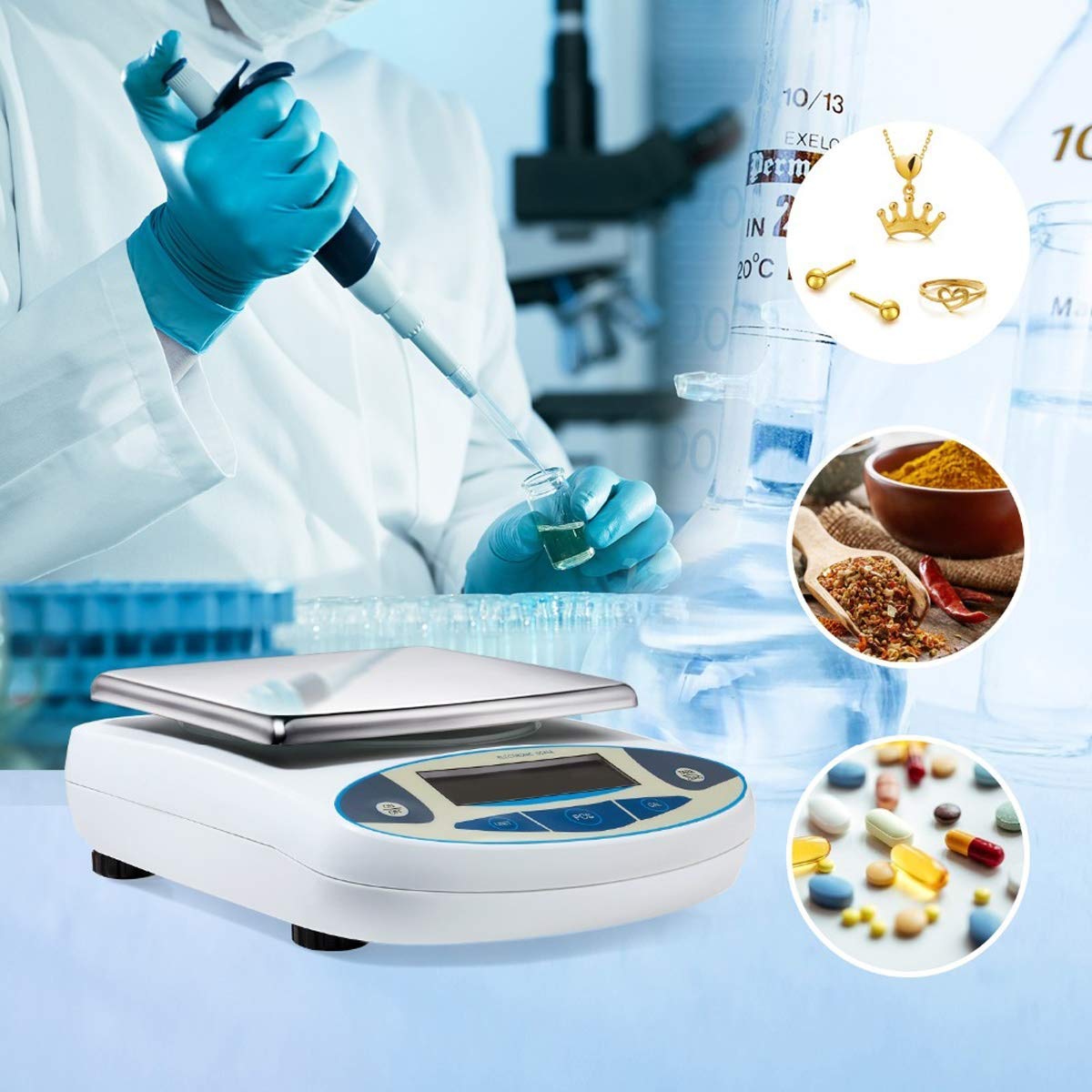 Waga elektroniczna 0,1 g Analityczne wagi cyfrowe Precyzyjna waga Waga Równowaga Laboratorium naukowe Dokładność Biżuteria Waga kuchenna