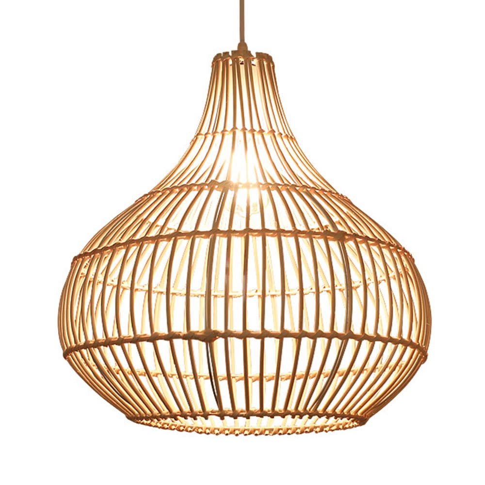 LYMSXAZOU Chinese Minimalist Pendant Lights Creative Rattan Chandelier Vintage Handmade Hanging Lamp Natural Chandeliers Ceiling Home Decoration Lighting Fixture For Living Room,Dinner Room