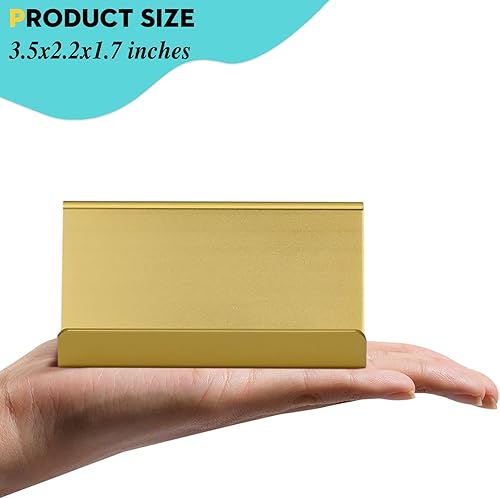 Miniatura 6 de BAOHD Tarjetero para escritorio dorado para tarjetas de visita de metal moderno, soporte para tarjetas de visita para oficina (2 generación),