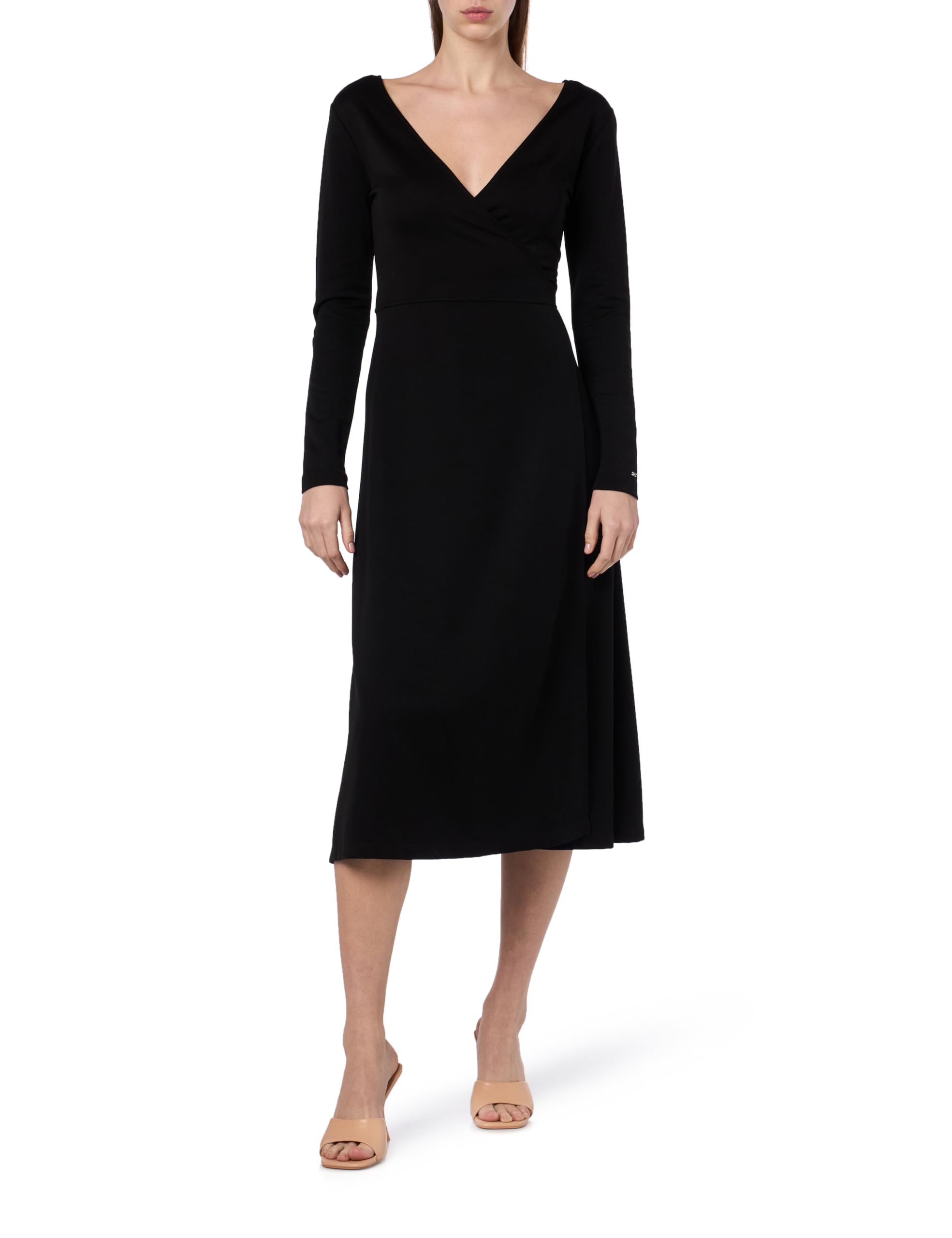 Tommy Hilfiger Damen Wickelkleid F&F Wrap Midi Dress Ls mit V-Ausschnitt