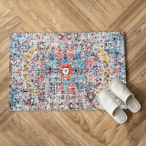 Image of Urban Space Digital Printed Premium Chenille Floor Carpet Mat for Bedroom, Living Room, Super Soft Rug with Anti-Skid Backing, Modern Distressed Design (2ft x 3ft, CR005)