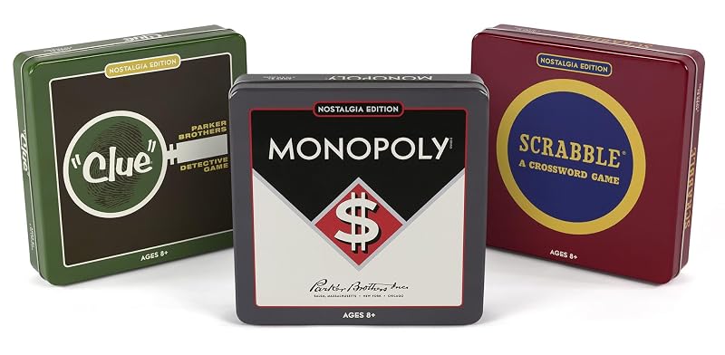 WS Game Company Scrabble, Monopoly and Clue Nostalgia Tin Collection