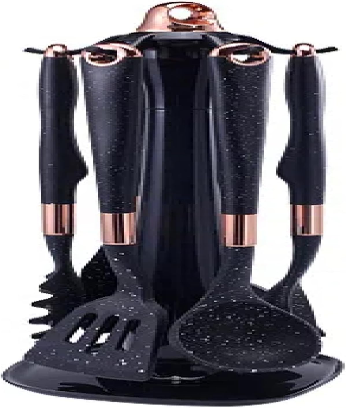 Silicone kitchenware 7-piece set for household kitchen, non stick pot, heat-resistant cooking, spoon shovel with rotating storage rack