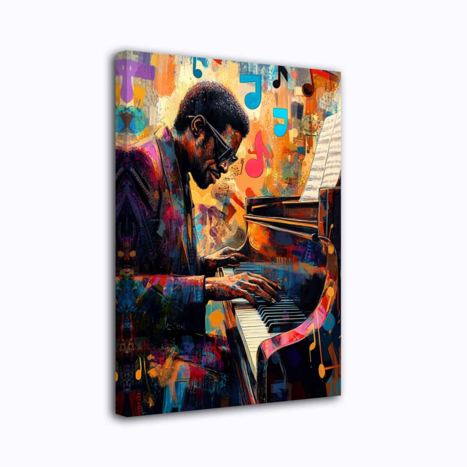 CXHOSTENT Black Jazz Canvas Wall Art Abstract Black Music Painting Prints African American Picture Musical Instruments Artwork for Men Room Decor Framed (Red, 60.00 x 90.00 cms)