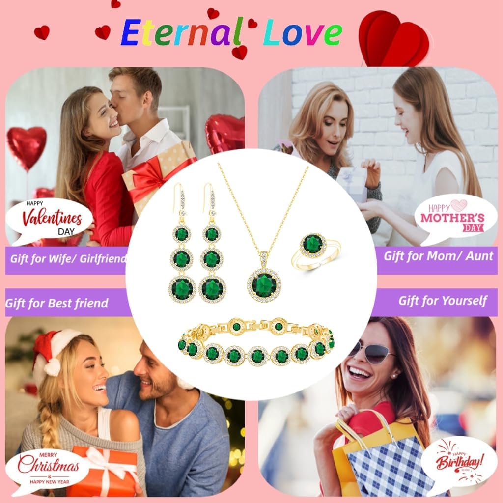LMXXVJ Jewelry Set for Women,Necklace Earrings Adjustable Ring Bracelet Set Birthday Anniversary Mother’s Day Christmas Day Fashion Formal Jewelry Gift Girl/Mom/Wife/Grandmother/Best Friend/Aunt - Image 4
