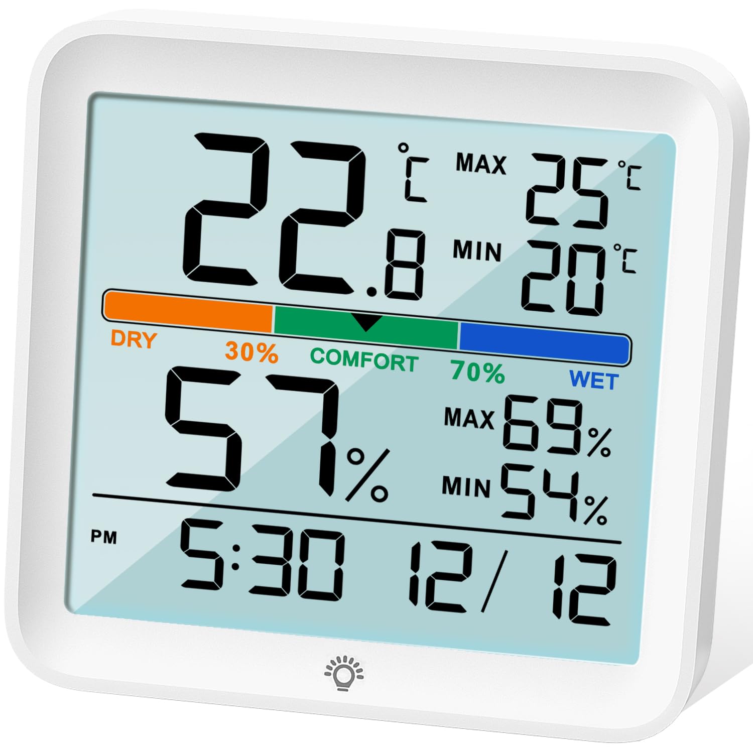 NOKLEAD Indoor Digital Hygrometer Thermometer, front view