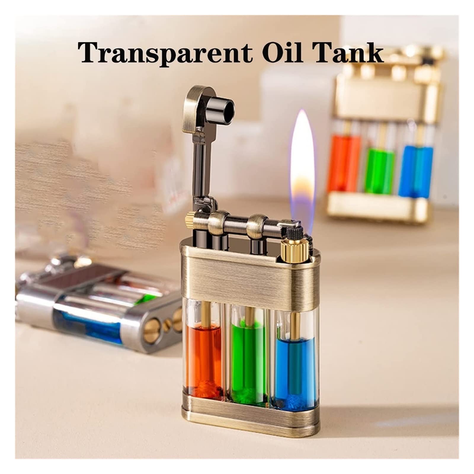 Amazon.co.jp: 透明ライター、レトロ灯油ライター、防風ライター、透明