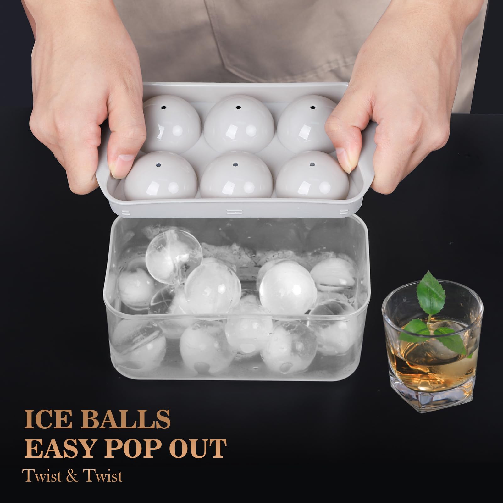 2 Stück Große Eiswürfelformen Rund – 6,1 Cm Kugeln Für Whisky & Cocktails, Mit Deckel
