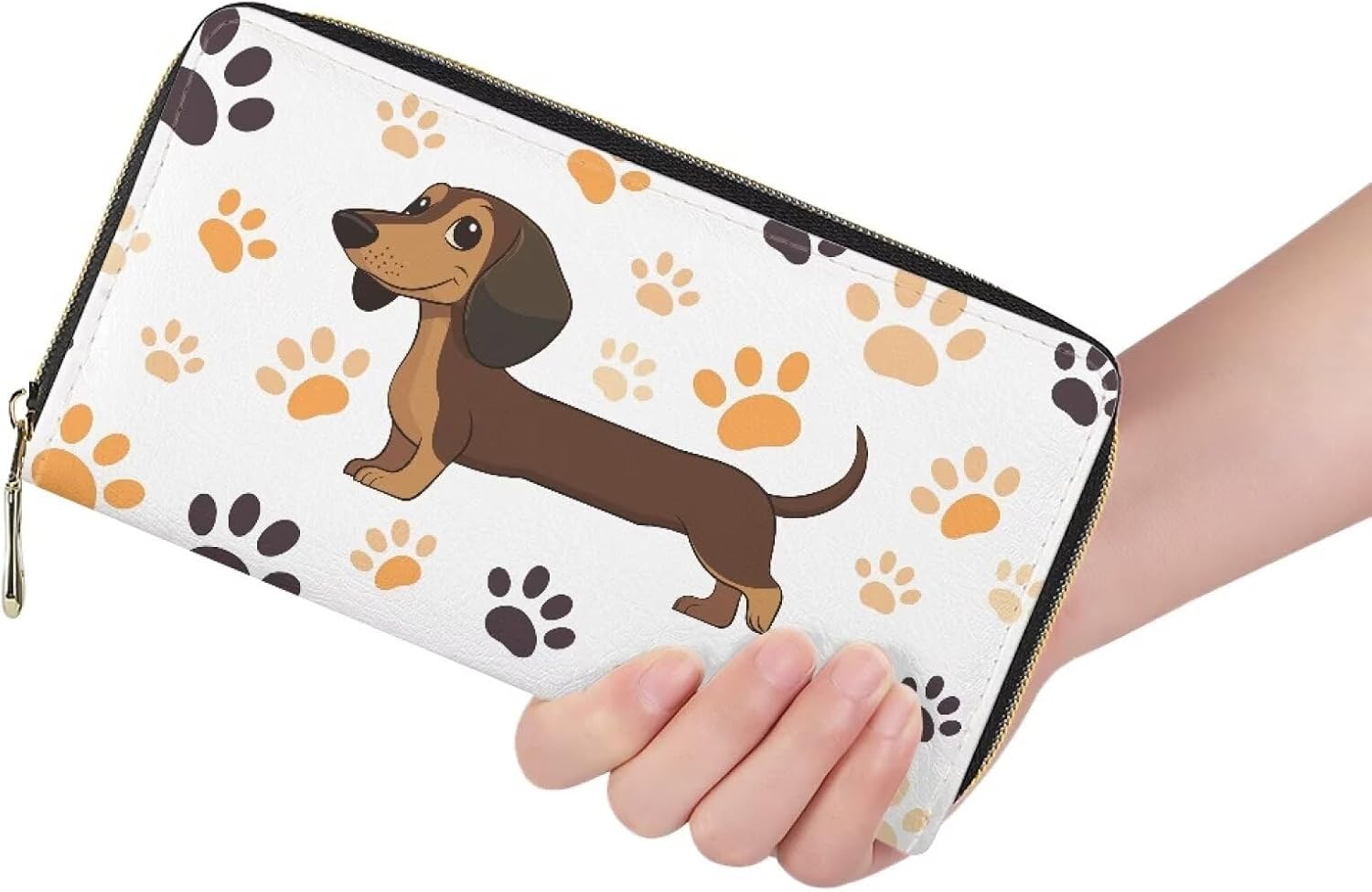 doginthehole Flower Print Wallet for Women Purse Organizer PU Leather Clutch Zip Around Cards Phone Holder