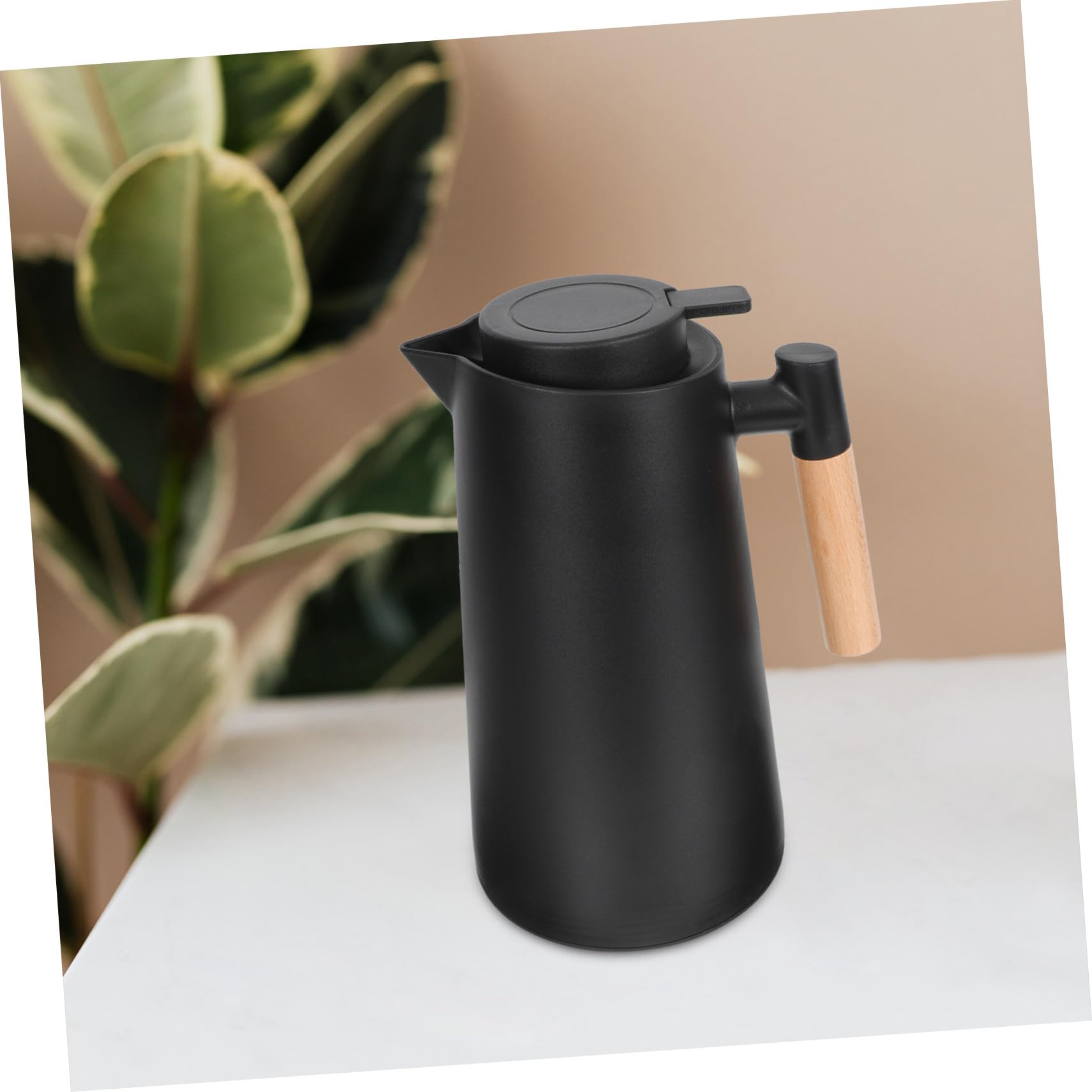 Thermoskanne mit Glas Inneneinsatz und Holzgriff Wärmespeicher Tragbare Kaffeekanne für Zuhause und Büro