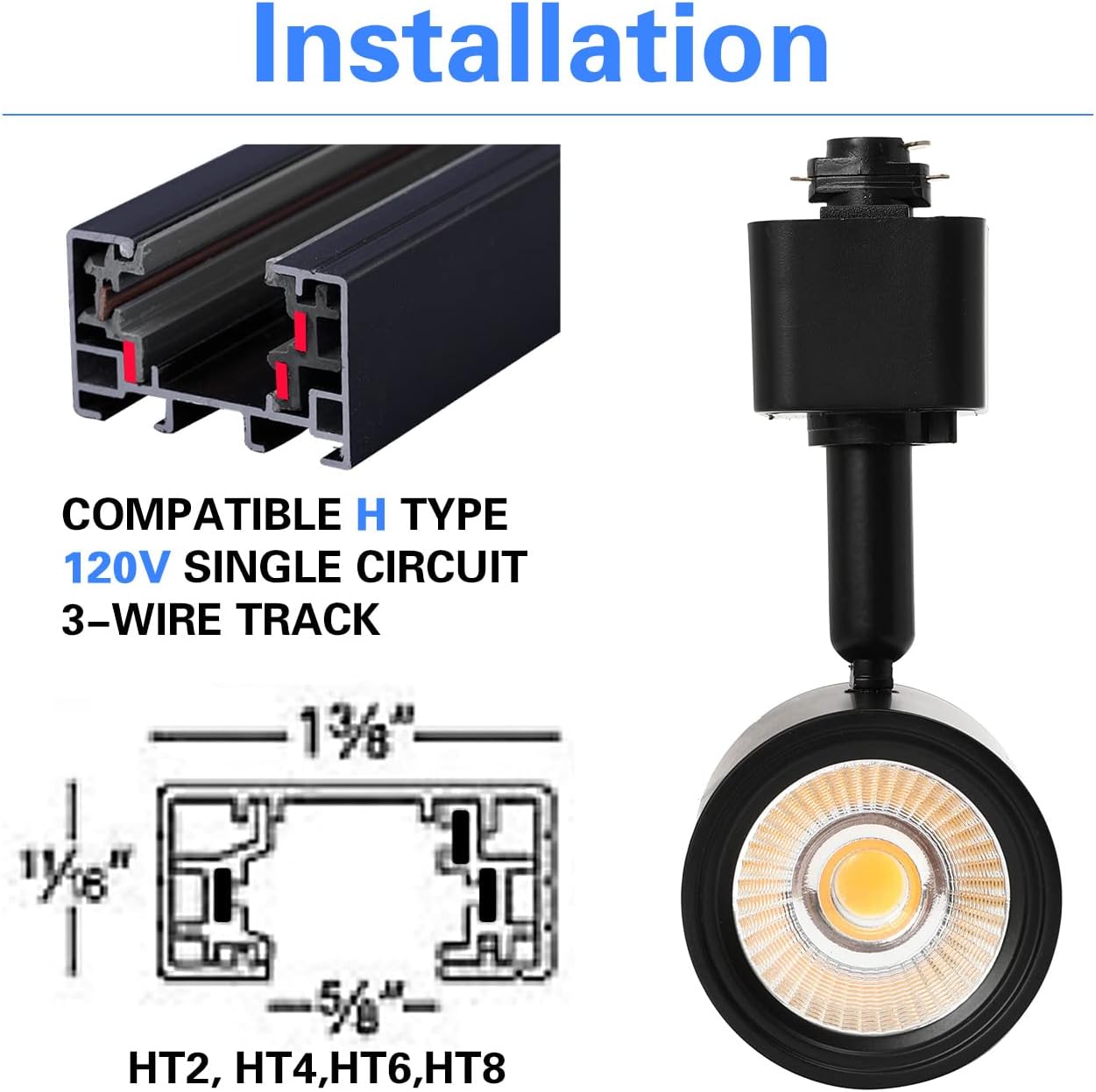Lmaadri 12W Track Lighting Heads, LED Dimmable H Type Track Lighting fixtures,3-Color Selectable 3000K-4000K-6000K for Kitchen Accent, Art Exhibition Lighting, Flicker Free CRI90+ (Black 2Pack)