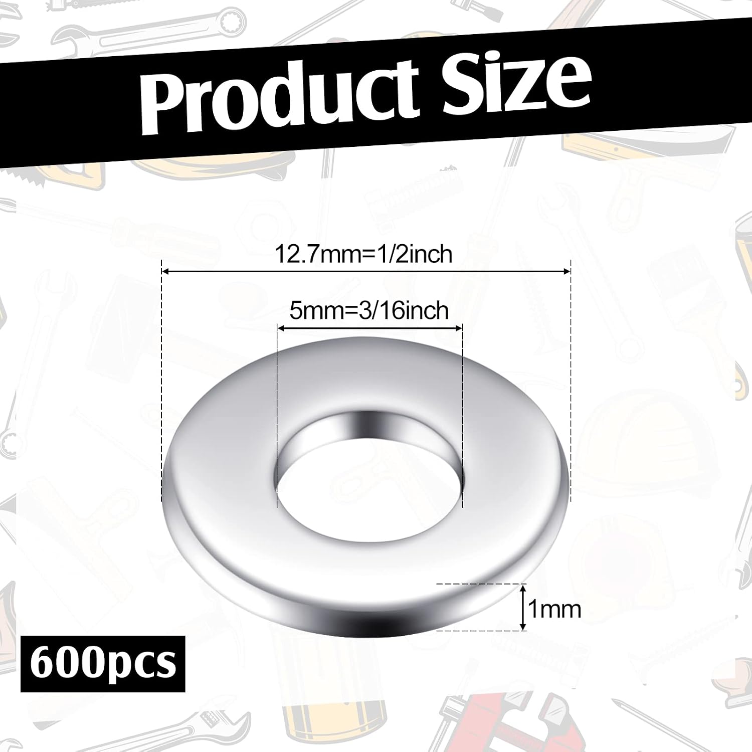 Hanaive 600 Pcs 3/16" X 1/2" Aluminum Backing Washers for Pop Rivets