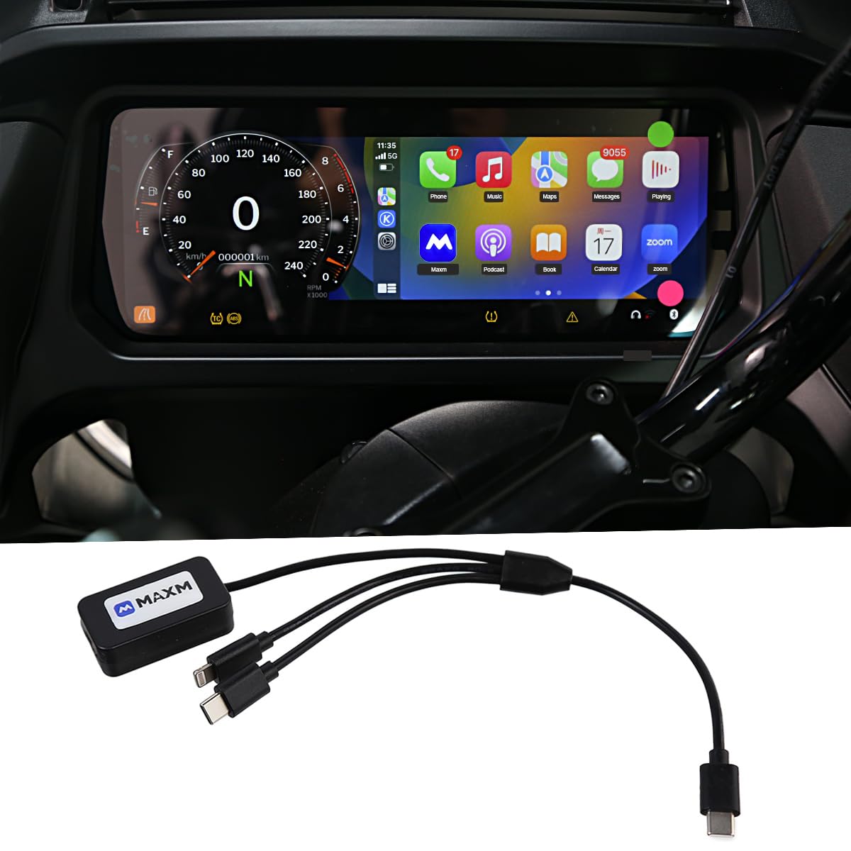 Adattatore wireless CarPlay per moto compatibile con Harley Touring 117 121 Street Road Glide FLHX FLTR 2024 2025 2026 (2023-2026)