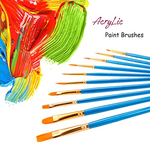 Lictin Pinceaux Peinture Acrylique - 10 Nylon Pinceaux Artiste Plume Lisse, Pinceaux de Peinture à l'huile pour Aquarelle, Gouache Acrylique - Image 6