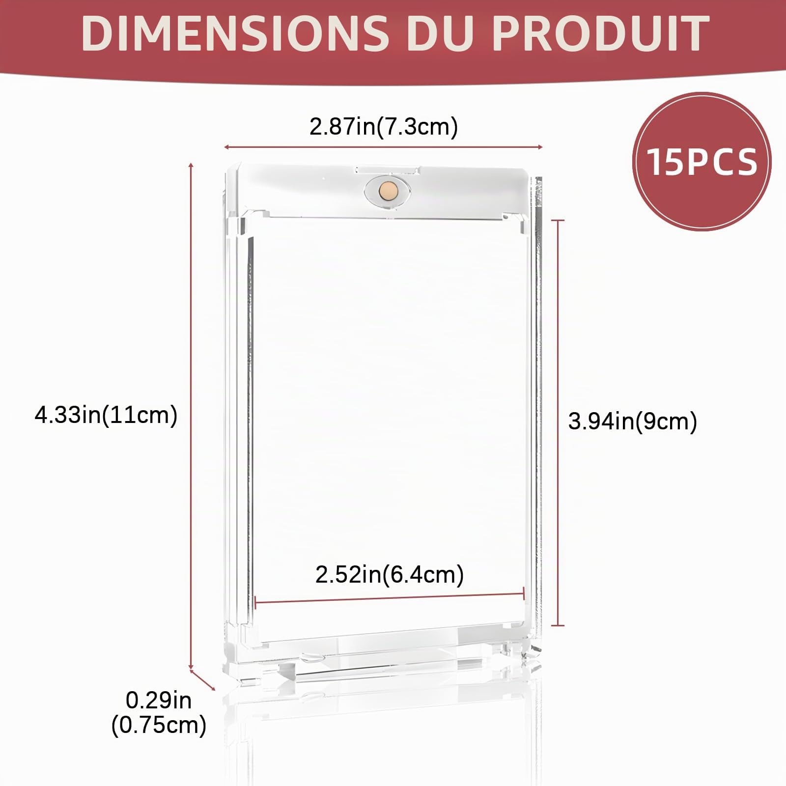 Lot de 15 Porte-Cartes magnétiques en Plastique Rigide pour Cartes à Collectionner, Protection UV, 35 pt