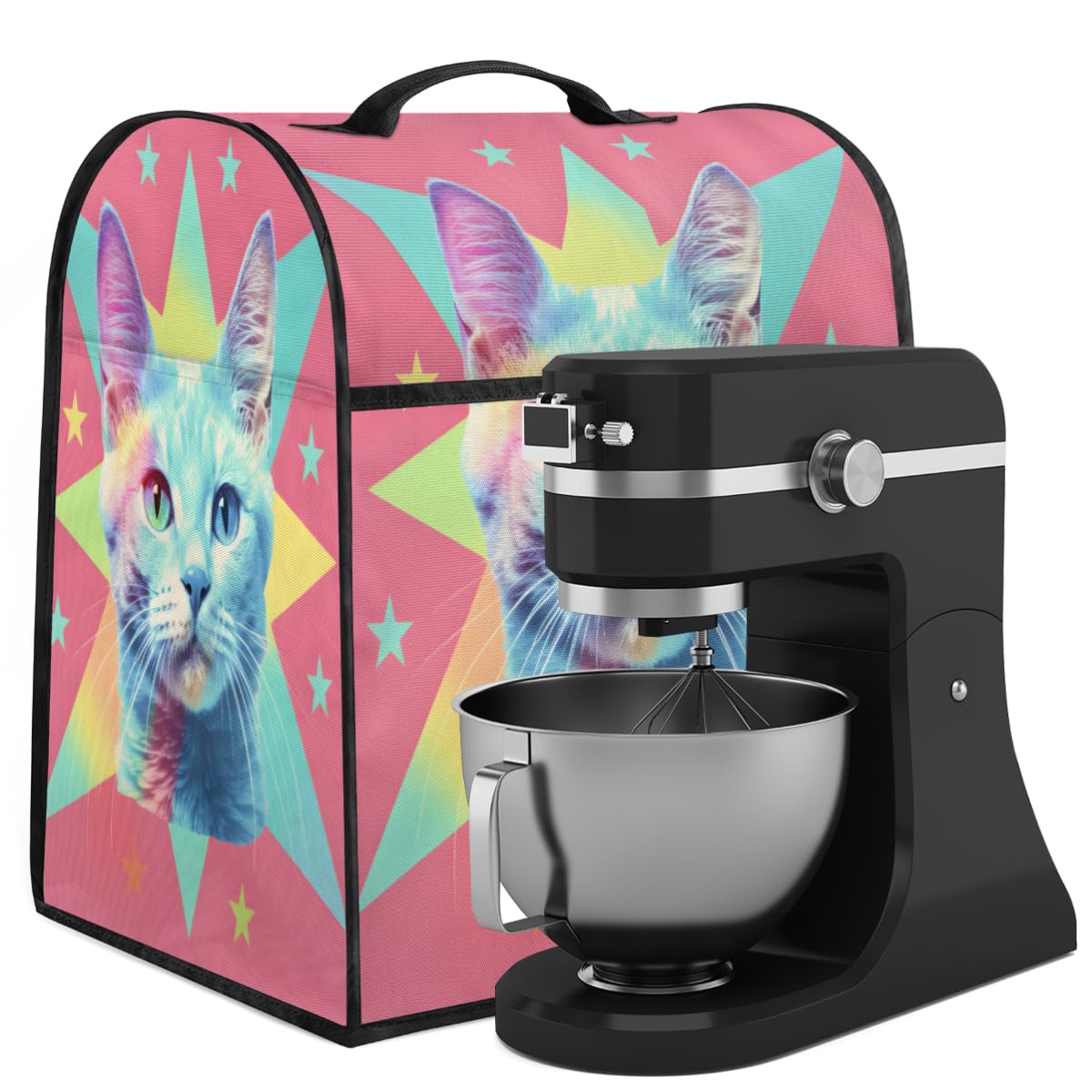 Coffee Maker Cover Cute Colorful Cat Kitchen Appliance Covers Small Appliance Covers Blender Cover Juicer Cover Dust Covers for Kitchen Appliances with Top Handle and Pockets,Washable,C106