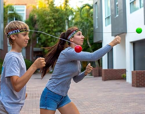 Miniatura 4 de TEKXYZ Paquete familiar de pelotas de boxeo, 2 diademas ajustables + 3 pelotas (novicio, veterano, boxeador)