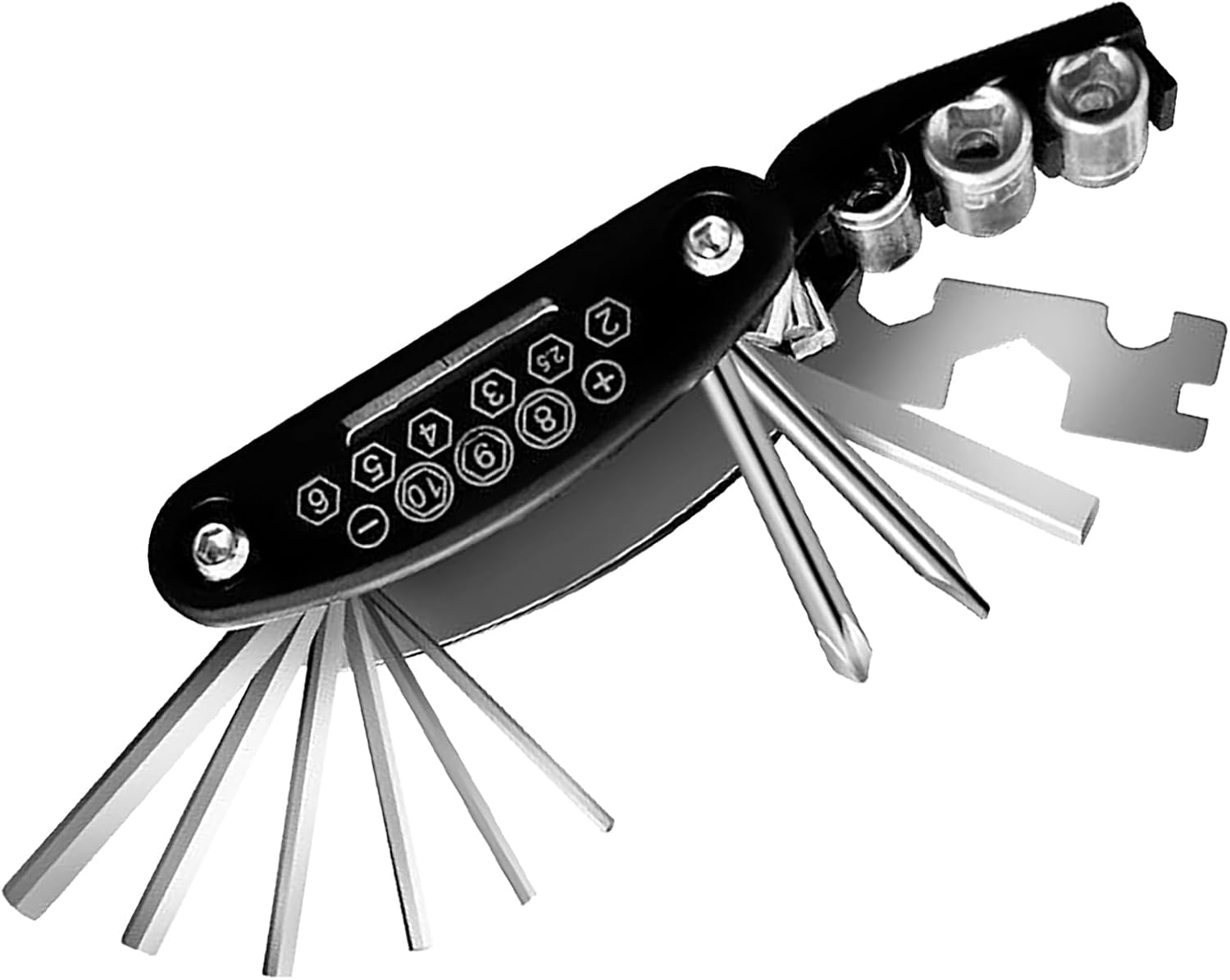 16 in 1 Folding Wrench Set Collapsible Wrench Kit Multitool with Carbon Steel Construction for Household Repair and Assembly