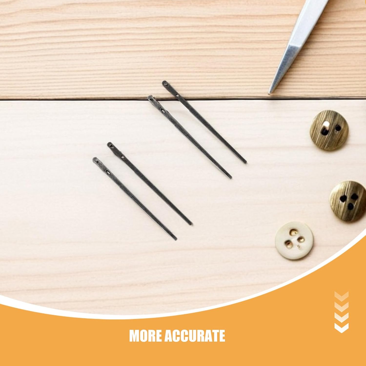 Cabilock 6pcs Leather Sewing Needles Double Hole Threading Steel Needles Manual Heavy Duty Lacing Tool Set for Handmade Leathercraft DIY Bracelets Wallets